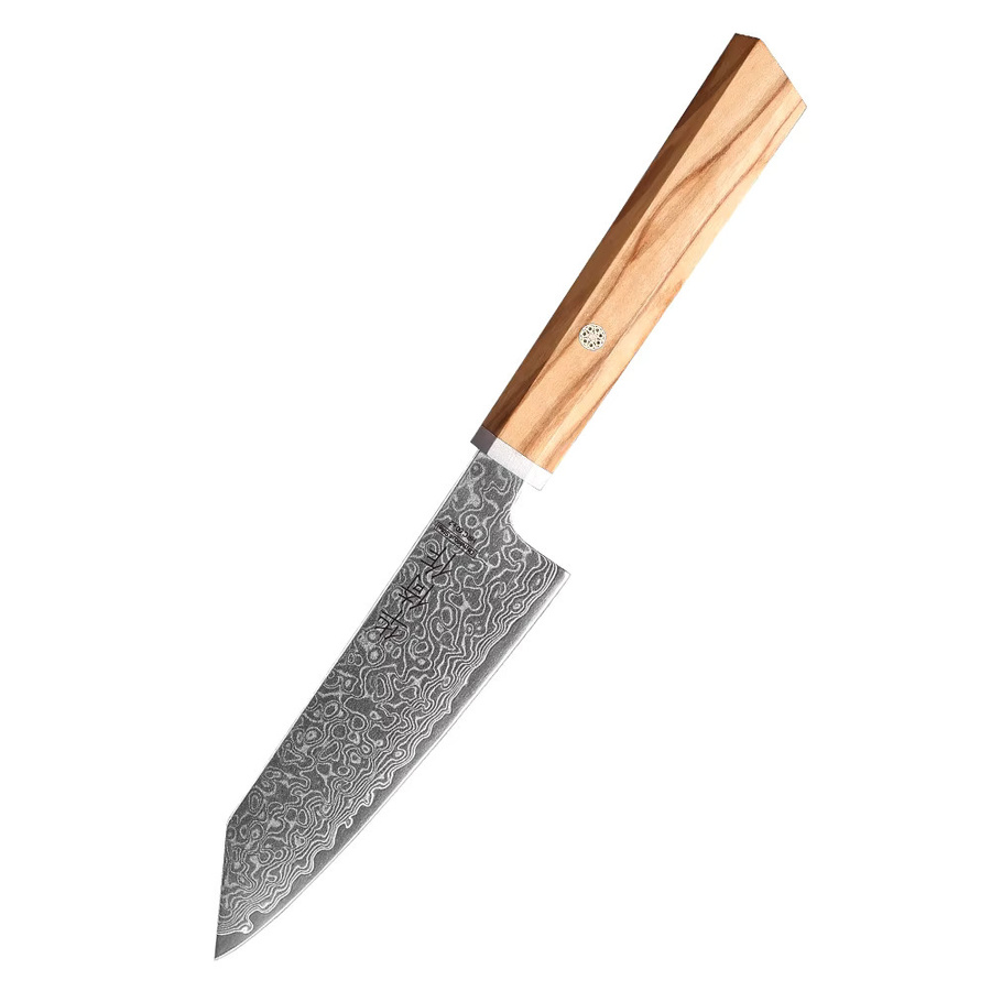 HUAYIGRAND Japanisches Bunka-Allzweckmesser aus 67-lagigem Damaszener Stahl, handgeschmiedetes Kochmesser für Fleisch, Obst und Gemüse, Silber - Bild 6