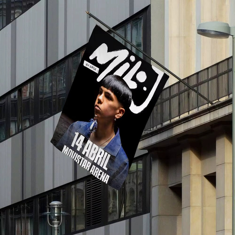 Singer M-Milo J Banner in Schwarz als dekorative Textil-Hängeflagge im INS-Stil für Outdoor-Partys, B: 70 cm, H: 50 cm - Bild 6
