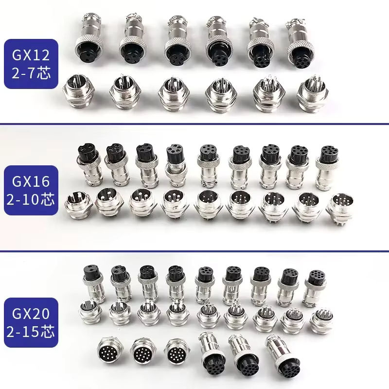 GX Aviation Rundsteckverbinder Set mit Stecker und Buchse in Silber für GX12 GX16 GX20 verschiedene Pin-Konfigurationen - Bild 3