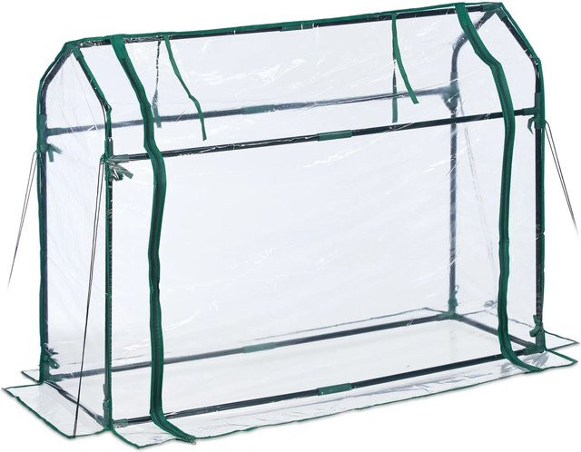 Relaxdays Foliengewächshaus aus PVC in Transparent Dunkelgrün mit aufrollbarer Tür und ohne Boden, B/T/H: 124 x 92 x 42 cm - Bild 1
