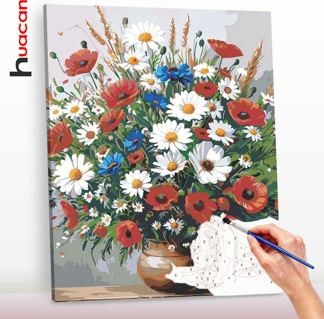 Huacan Blumenmalerei nach Zahlen, DIY-Set, Ölbild, Leinwand, ab 14 Jahren - Bild 1