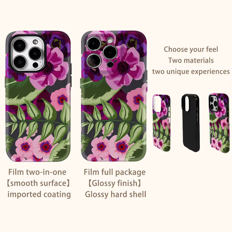 Handyhülle mit lila rosa Blüten für Apple iPhone 17 Pro Max Plus 16 15 14 13 12 11 mit Doppelschicht-Rückseite - Bild 3