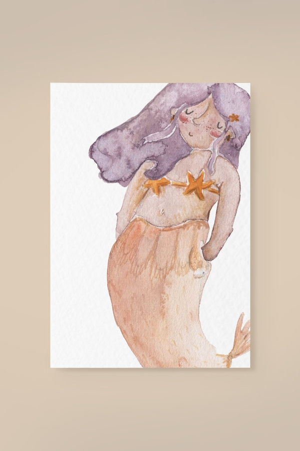 Leevje Postkarte Mermaid in Weiss und Multicolour - Bild 1