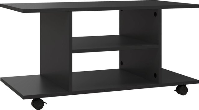 HOMCOM TV-Schrank Lowboard mit offenen Ablageflächen und Rollen, Schwarz, B/T/H: 80 x 40 x 40 cm - Bild 1