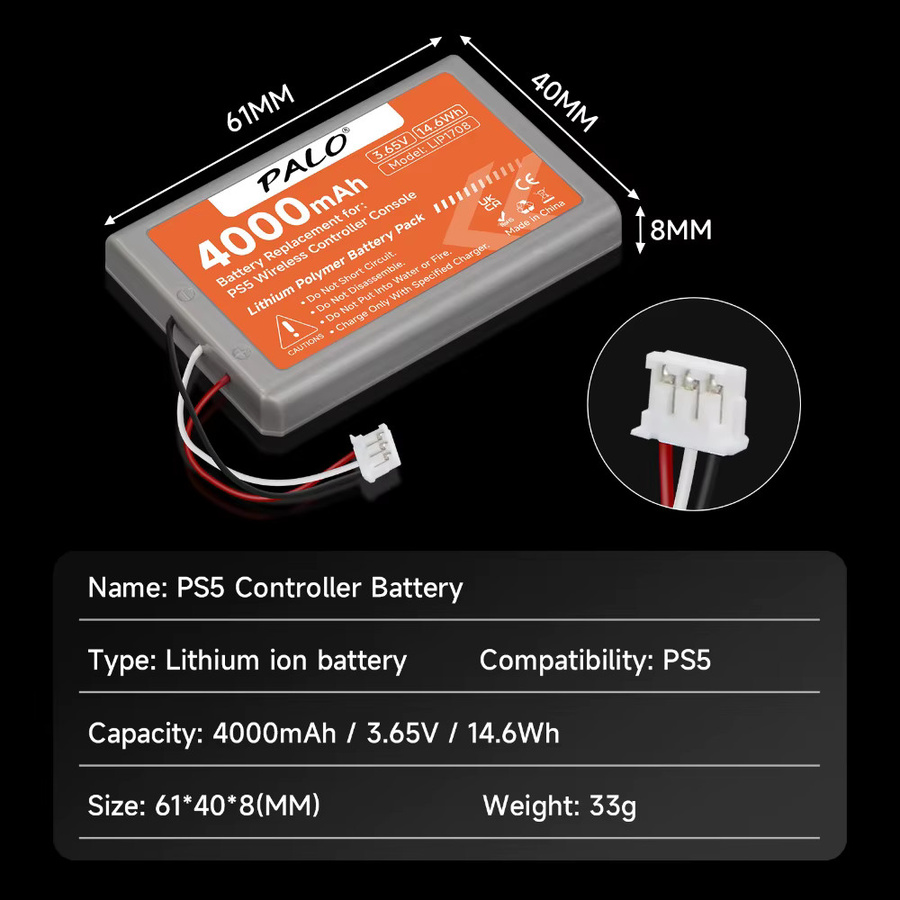 Sony PS5 DualSense Controller Akku 4000mAh wiederaufladbare Lithium-Ionen-Batterie für PlayStation 5 CFI-ZCT1J ZCT1W LIP1708 - Bild 2