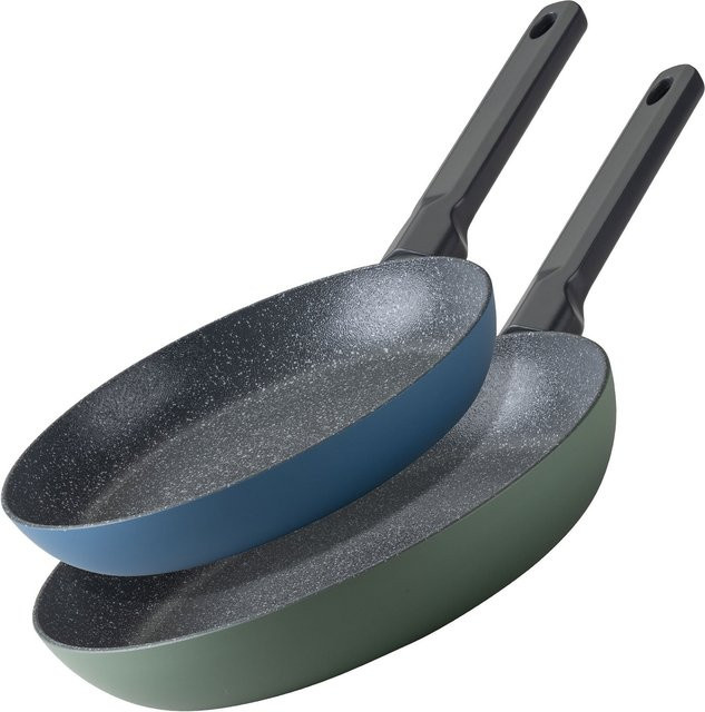 Fackelmann Pfannen-Set Balance aus Keramik und Aluminium mit Antihaftbeschichtung, 2-teilig, Farben: Green, Blue, Multicolour, Durchmesser: 24 cm und 28 cm - Bild 1