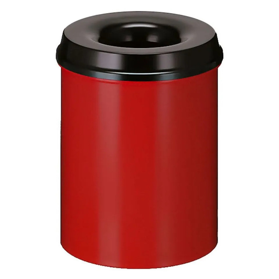 PROREGAL Selbstlöschender Papierkorb und Abfallsammler aus Metall, 15 Liter, Rot und Schwarz, H x Ø: 36 x 26 cm - Bild 2