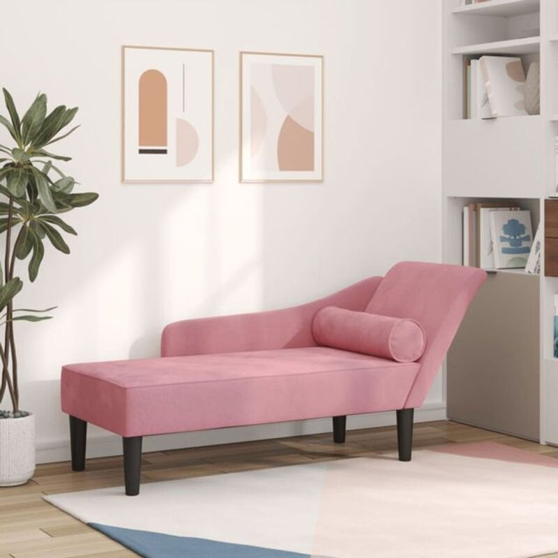 Moderne Chaiselongue mit Kissen aus Samt in Rosa von Vidaxl - Bild 1