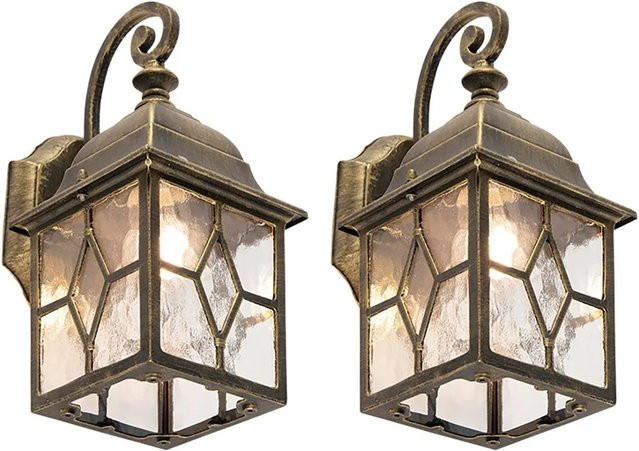 QAZQA Set mit 2 Vintage Außenwandlaternen in Bronze für Garten und Haustür, dimmbar, E27, IP23 - Bild 1