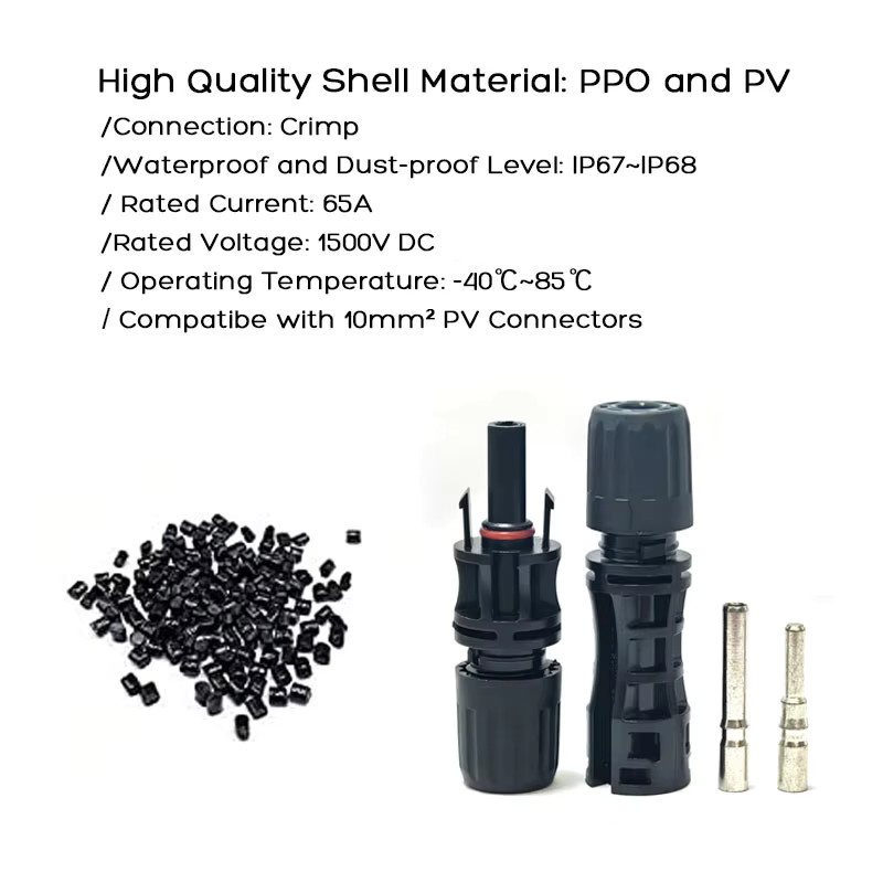 April Ample Solarpanel-Kabelstecker Photovoltaik-Steckverbinder Schwarz, 65 A, 1500 V DC, für 10 mm2 8 AWG PV-Kabel - Bild 3