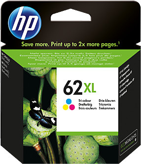 HP 62XL Tintenpatronen Set Cyan, Magenta, Gelb mit 11,5 ml für Envy 55XX, 56XX, 76XX und Officejet 200, 250, 252, 57XX, 8040 - Bild 1