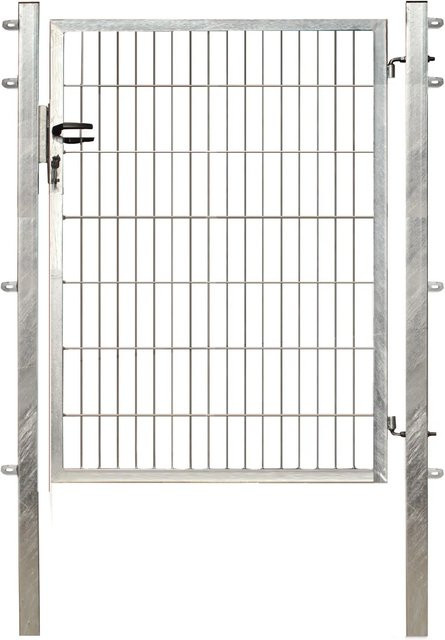 Einzeltor für Doppelstabmattenzaun aus Metall, Farbe: Silber, Breite: 140 cm, Höhe: 100 cm - Bild 1