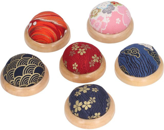 GoolRC Nadelkissen Set mit Holzsockel in Beige und Multicolour, 6 Stück Nadelhalter für dein Nähzubehör - Bild 1