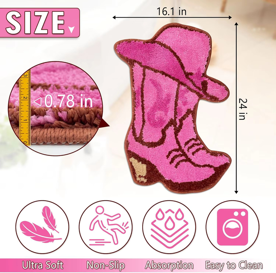 VIKAMA Western Girl Teppich mit High-Heel Print in Pink für Wohnzimmer, Schlafzimmer und Eingangsbereich - Bild 2