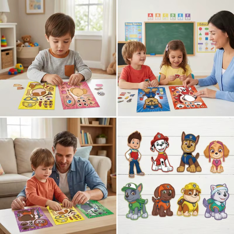 Paw Patrol Anime-Aufkleber-Puzzle-Heft, 8-teiliges Set - Bild 4