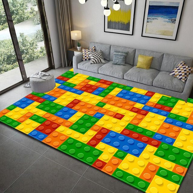 Magic Zhu Teppich mit buntem geometrischem Block-Design, modern und waschbar, B/B: 120 x 80 cm - Bild 1