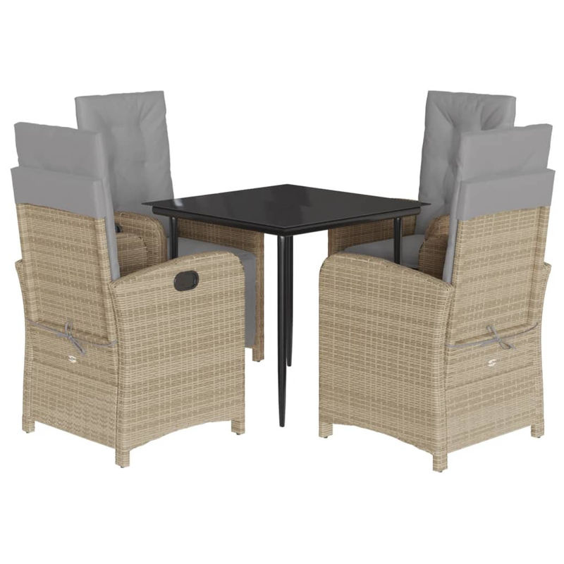 Vidaxl Gartenmöbel-Set aus Polyrattan mit 5 Teilen und Kissen, Beige - Bild 3