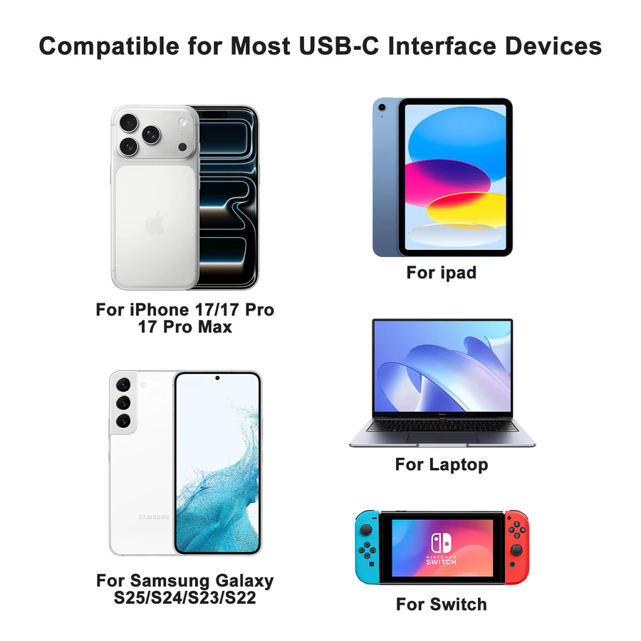 90-Grad USB-A auf USB-C Datenkabel in Schwarz für iPhone, Samsung Galaxy und iPad - Bild 2