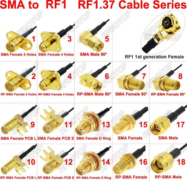 RFDOTOP RF Jumper Kabel SMA Stecker auf uFL IPX Buchse für WiFi Antennen mit 1,37 mm Kabel - Bild 1