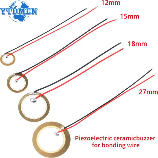 YTDMEN Piezoelektrische Keramik-Wafer-Platten mit Draht, Farbe: Gold, Durchmesser: 12 mm, 15 mm, 18 mm, 20 mm, 27 mm, 35 mm, 50 mm - Bild 1