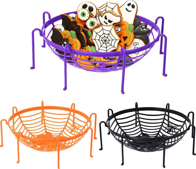 ZQNYCY Halloween Spinne Snackplatte in Orange für Süßigkeiten und Obst als Partydekoration - Bild 1