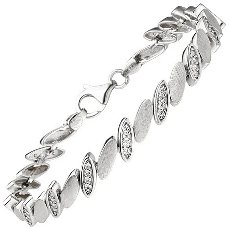 Colfem Armband 925 Sterling Silber, matt, 52 Zirkonia, 19 cm, Unisex - Bild 1