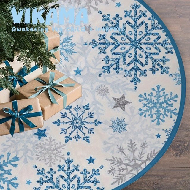 VIKAMA Weihnachtsbaumrock mit Schneeflockenmuster im rustikalen Stil - Bild 1