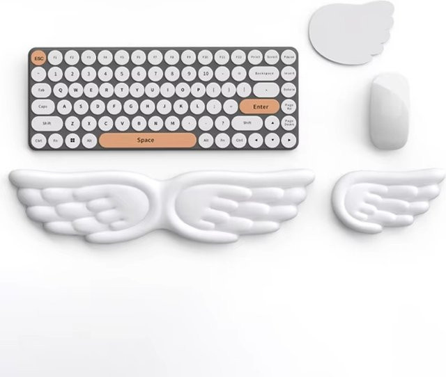 Ergonomische Engelsflügel Tastatur-Maus-Handgelenkauflage aus Memory-Schaum in Weiß von Mrgabwte - Bild 1