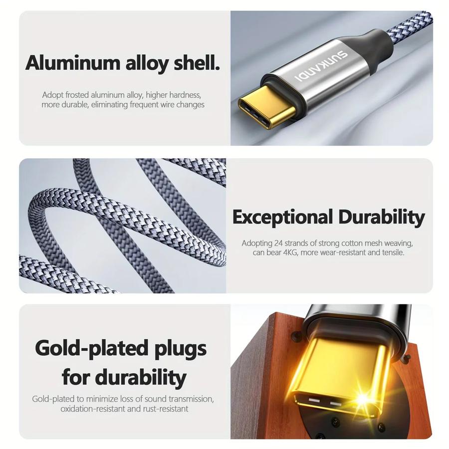 SUNKANDI USB C auf RCA-Audiokabel in Grau für iPhone 16 15 Pro Max, iPad Pro und Samsung - Bild 4