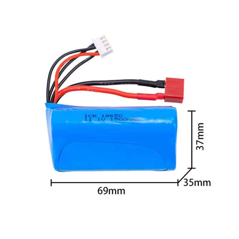 TERANTY Hochleistungs-Lithiumbatterie 18650 11,1V 1500mAh 15C 3S1P in Blau für Modellflugzeuge und RC-Modelle - Bild 2