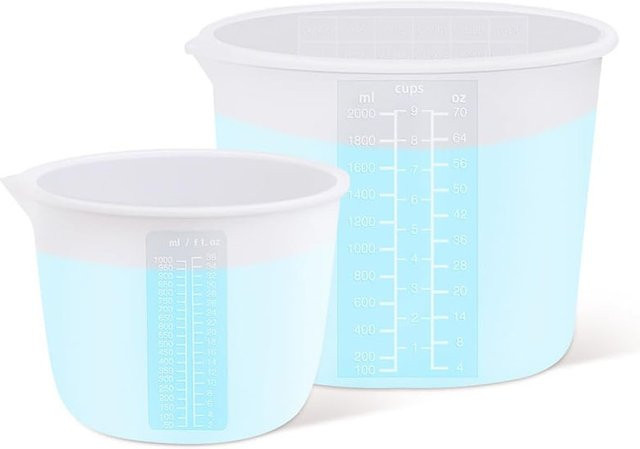 yzyart Silikon-Messbecher rund mit bedruckter Skala für Epoxidharz und DIY-Handwerk, Volumen: 2000 ml, 1500 ml, 1000 ml - Bild 1