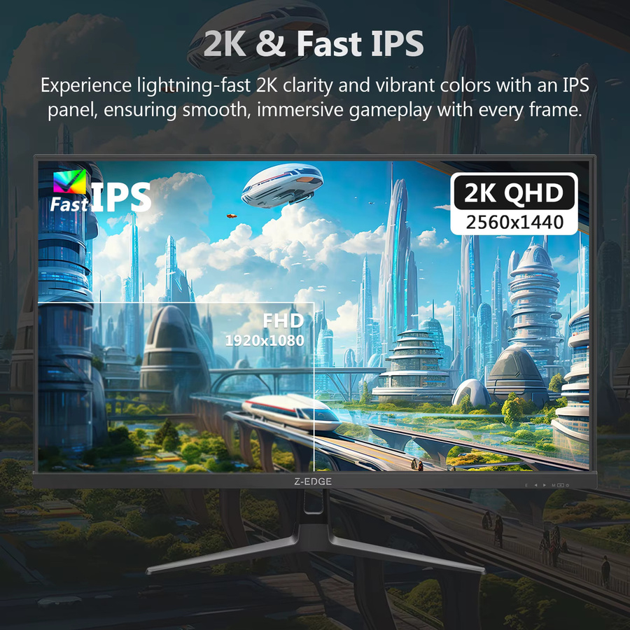 Z-EDGE 27-Zoll Gaming-Monitor mit 180Hz, 2K QHD Auflösung, Fast IPS Panel, 1ms MPRT, HDR10 und FreeSync in Schwarz - Bild 5