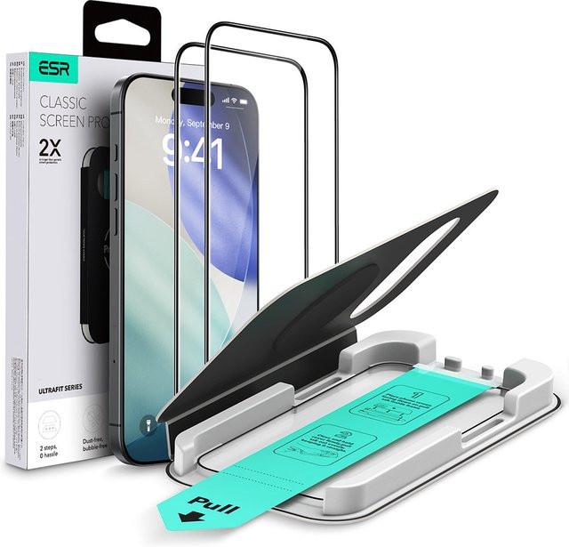ESR UltraFit Schutzfolie aus gehärtetem Glas für Apple iPhone 17 Air, Set mit 2 Stück, Schwarz - Bild 1