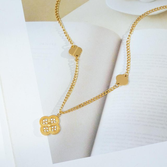 Wucifang Jewelry Halskette, Kleeblatt, Weiß, Zirkonia, Damen - Bild 1