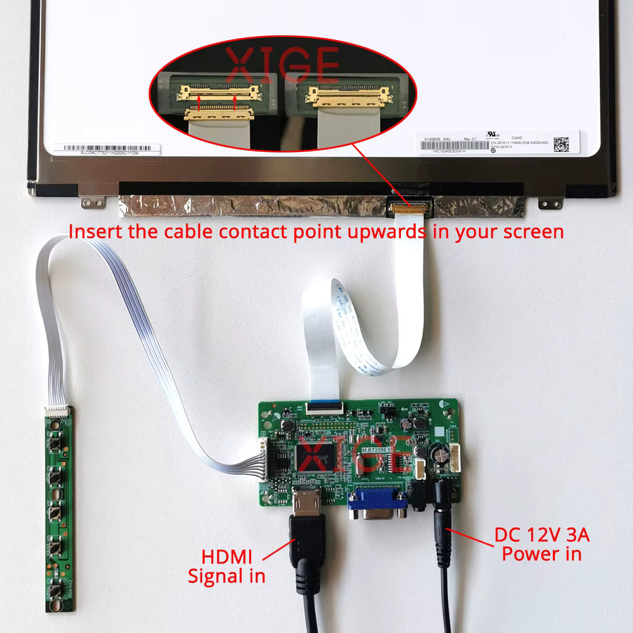 SCXG Matrix Drive Board Kit für LQ133M1JW14 LQ133M1JW02 LQ133M1JW07 LQ133M1JW01 mit 1920x1080 Full HD Display, 30Pin EDP Anschluss, VGA und HDMI - Bild 5