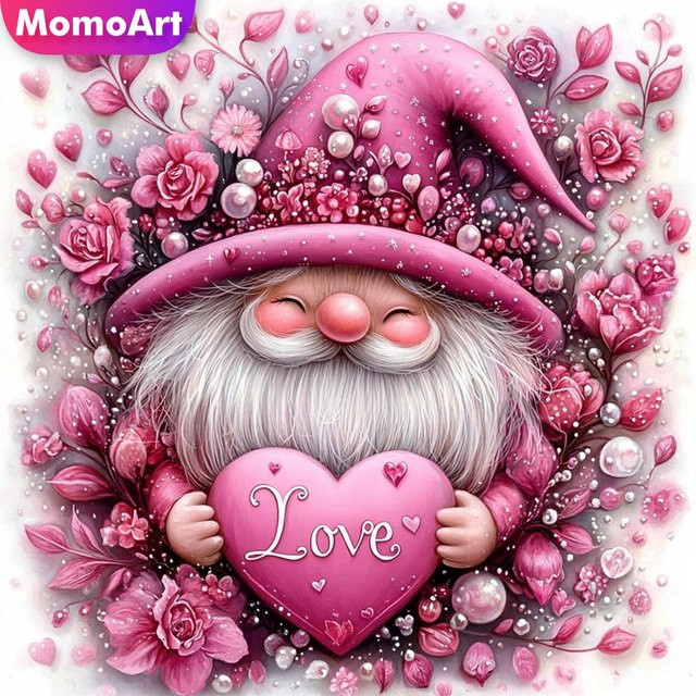 Momoart 5D DIY Diamantmalerei Gnome Porträt Cartoon Zwerg Mosaik Bild mit Herz-Motiv B/H: 20 x 20 cm - Bild 1