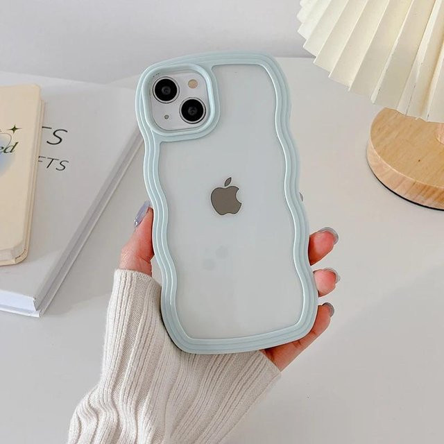 Rui Di Handyhülle mit welligem Design für iPhone 11 bis iPhone 16 Pro Max, Transparent Hellgrün - Bild 1