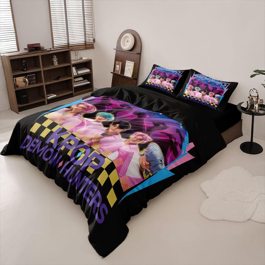 3-teiliges K-Pop Demon Hunters Bettwäsche-Set mit Motivdruck, Mehrfarbig, B/H: 140 x 210 cm - Bild 3