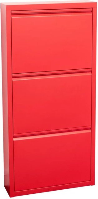 ebuy24 Pisa Schuhschrank aus Metall in Rot mit 3 Klappen, Wandmontage, Modernes Design - Bild 1