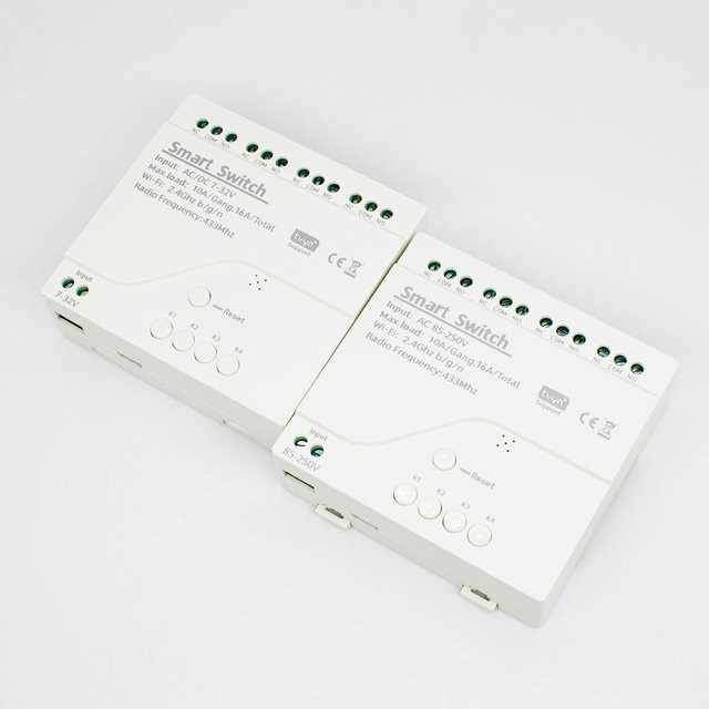 2 Stück Tuya WLAN Smart Switch Hausautomations-Controller mit 4 Kanälen und 10A, Farbe: Weiß - Bild 1