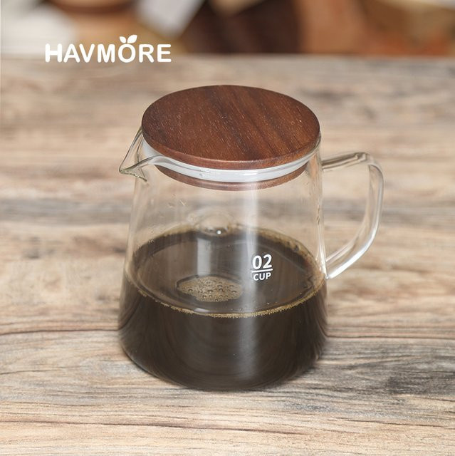 HAVMORE Glas-Tropfkaffeemaschine und Teekessel mit Holzdeckel in Transparent - Bild 1