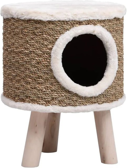 vidaXL Kratzbaum für Katzen in Braun mit Holzbeinen, Seegras und Plüsch, Höhe: 41 cm - Bild 1