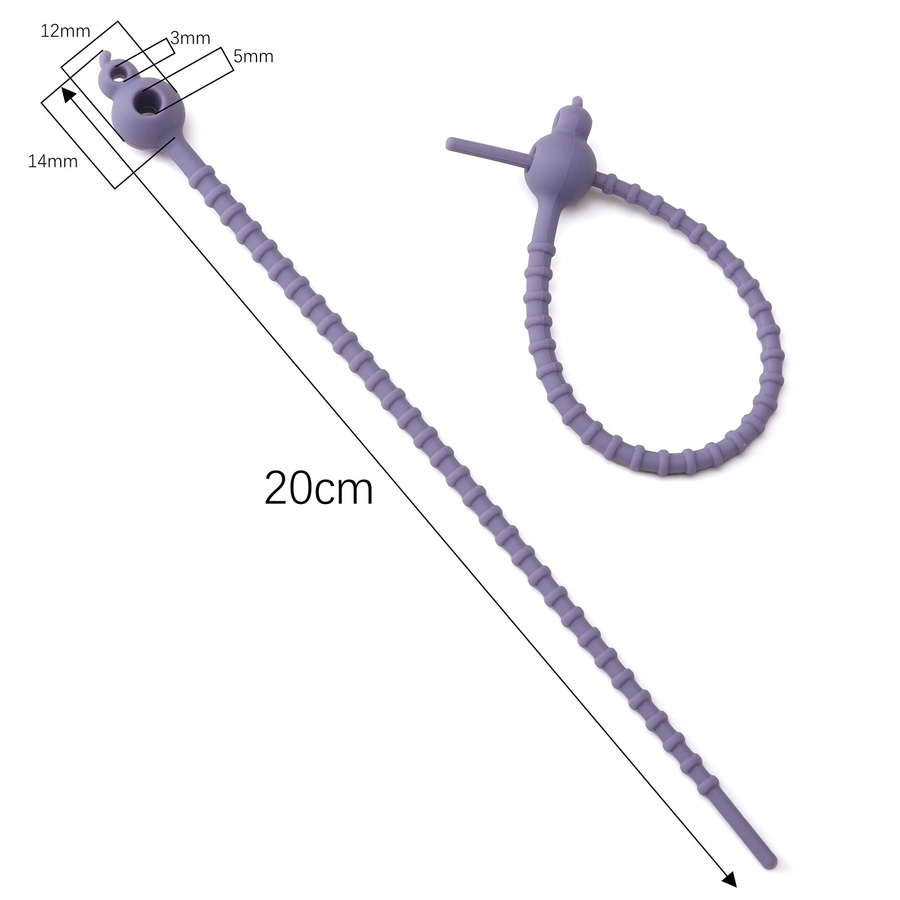 Beadia Silikon-Kabelbinder mit doppeltem Loch, wiederverwendbare Kabelclips zur Aufbewahrung von Kabeln und Kopfhörerleitungen, pink und multicolour, Länge: 20 cm - Bild 2