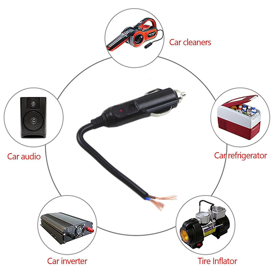 12 Volt 20A Zigarettenanzünder Adapter mit Netzanschluss und Barrel-Plug in Schwarz - Bild 3