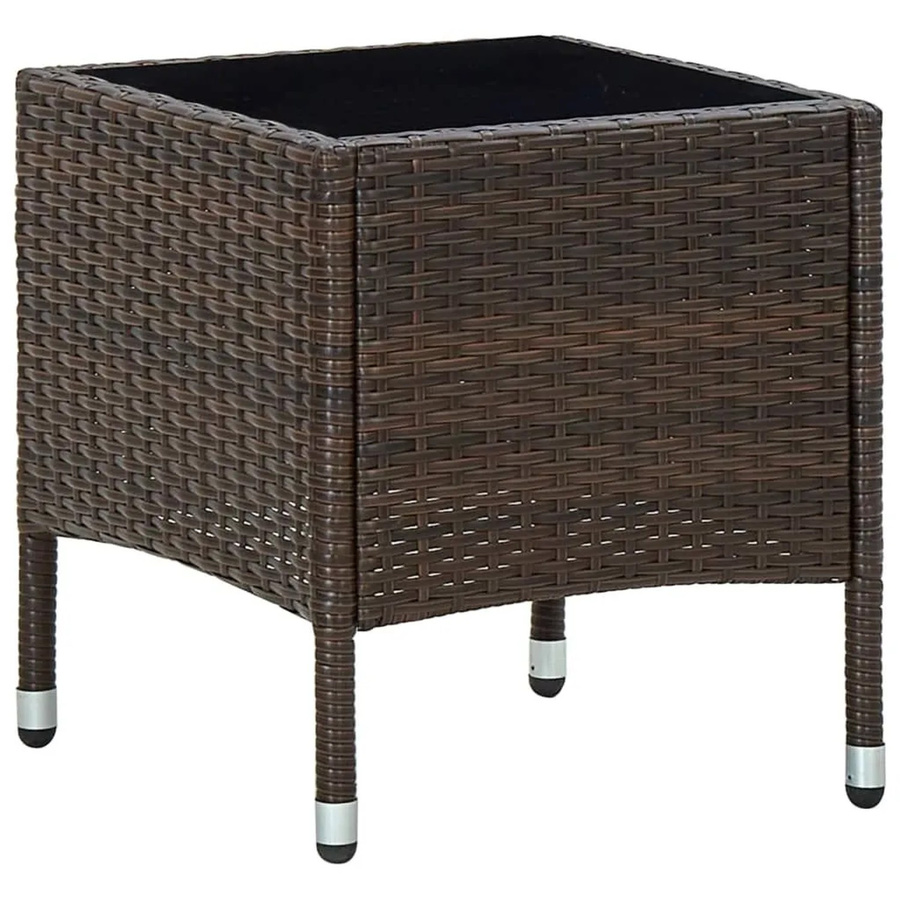 Furnicato Gartentisch aus braunem PE-Rattan mit Glasplatte für den Außenbereich, B/T/H: 40 x 40 x 45 cm - Bild 1
