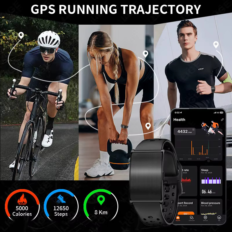 LIGE Ultraleichter Schrittzähler und Fitness-Tracker mit Herzfrequenzmesser in Schwarz - Bild 3
