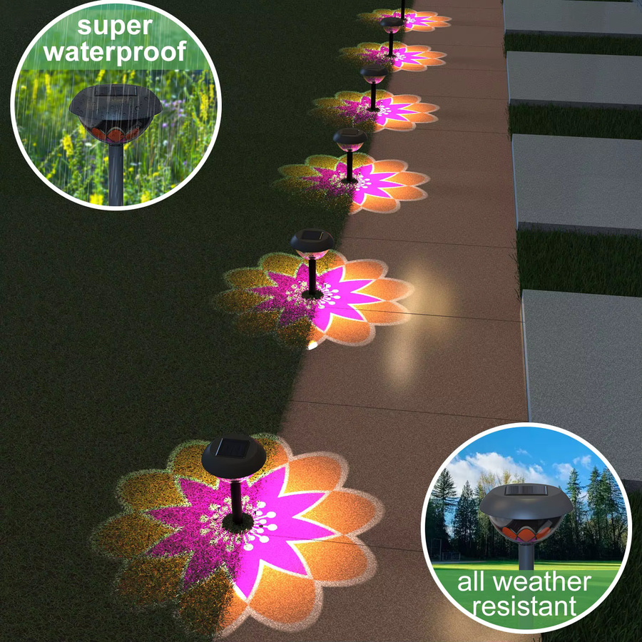 Wasserdichte LED Solar Gartenprojektionsleuchten zur Dekoration von Garten, Terrasse und Wegen - Bild 2