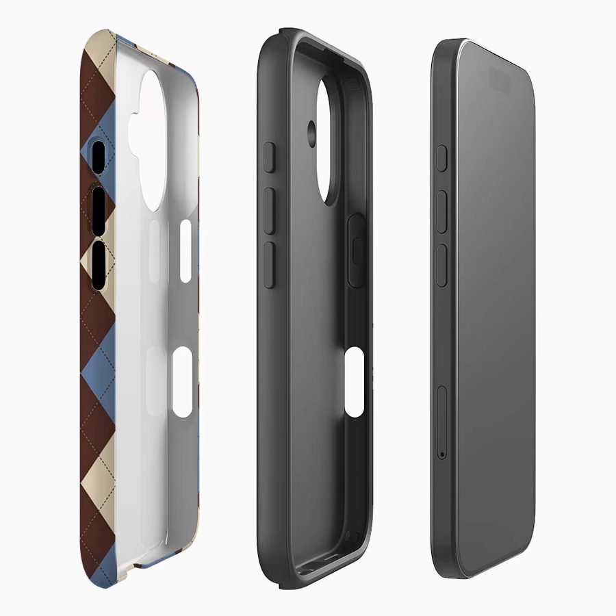 Vintage Diamond Plaid Handyhülle für Apple iPhone 17 16 15 14 13 12 Pro Max Plus mit doppelschichtiger Rückseite in Multicolour - Bild 2