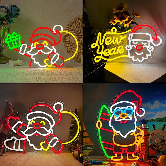 Wanxing Weihnachtsmann Neonschild zur Wanddekoration USB-betrieben - Bild 1