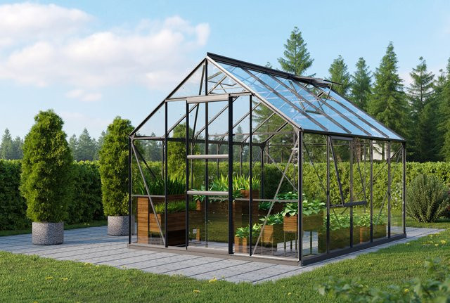 Vitavia Gewächshaus Meridian 8300 Schwarz mit 8,3 m² Fläche, Aluminiumrahmen und Sicherheitsglas - Bild 1